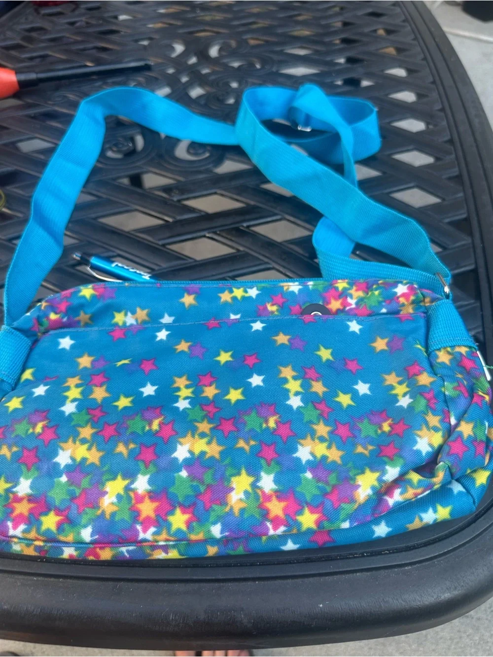 Sporto Turquoise Star-Print Adjustable Strap Crossbody Bag